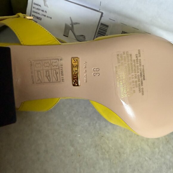 Gucci 771603 Horsebit Mid Heel Sandals, Slip-on In Yellow Size 37, 37.5, 38 - Picture 10 of 14